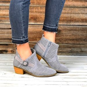 Brinely Co. Women's Perforated Faux Suede Heels